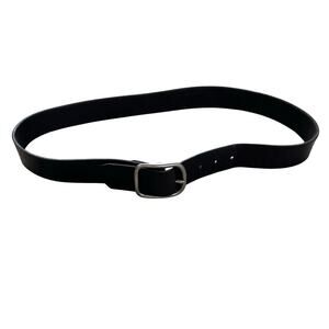 Billy Kirk Men's Black 100% Leather Belt Silver Tone Buckle 36"